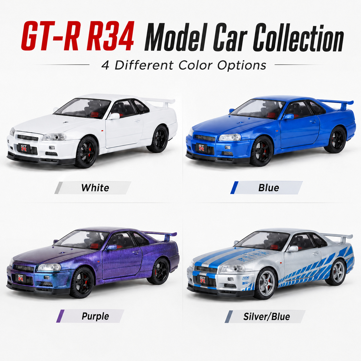 1:18 Skyline GT-R R34 Diecast Metal Model Car