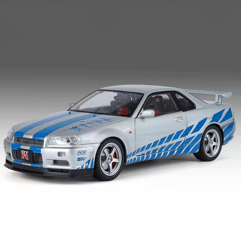 1:18 Skyline GT-R R34 Diecast Metal Model Car