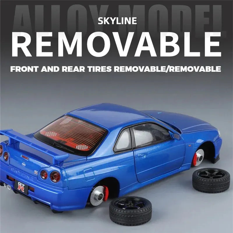 1:18 Skyline GT-R R34 Diecast Metal Model Car